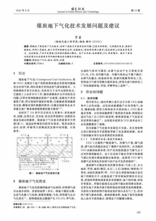 煤炭地下气化技术发展问题及建议