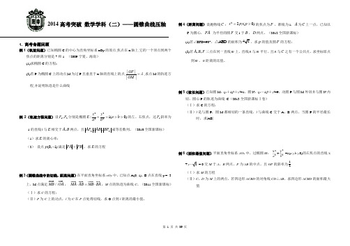 2014高考突破 数学学科(二)——圆锥曲线压轴题