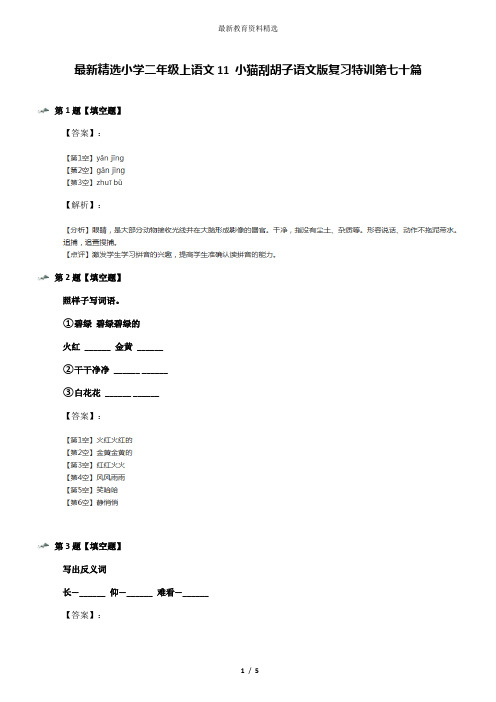 最新精选小学二年级上语文11 小猫刮胡子语文版复习特训第七十篇