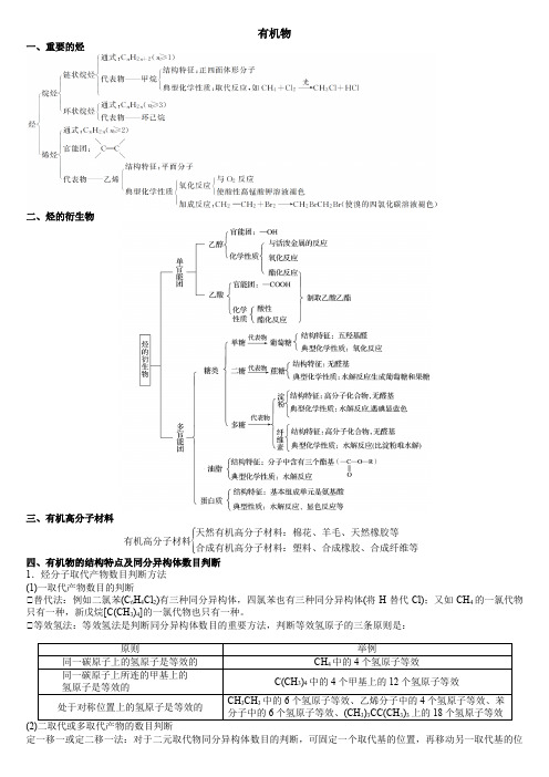 高一化学必修二第七章有机知识点和题总结