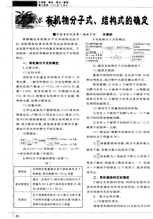 有机物分子式、结构式的确定