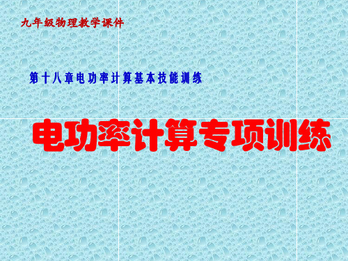 人教版九年级物理第十八章电功率计算题专项技能阶梯训练