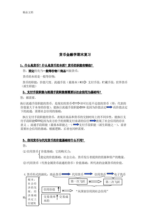 最新整理的货币金融学的复习资料