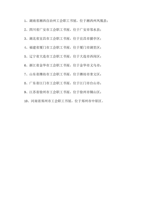 2022年全国工会职工书屋示范点名单