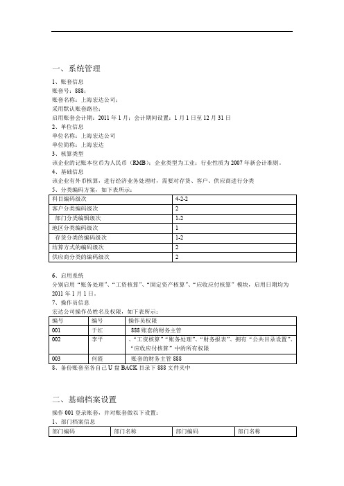 会计电算化上机指导练习