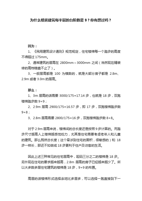 为什么楼房建筑每半层的台阶数是9？你有想过吗？