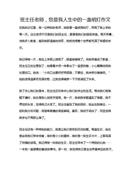 班主任老师,您是我人生中的一盏明灯作文