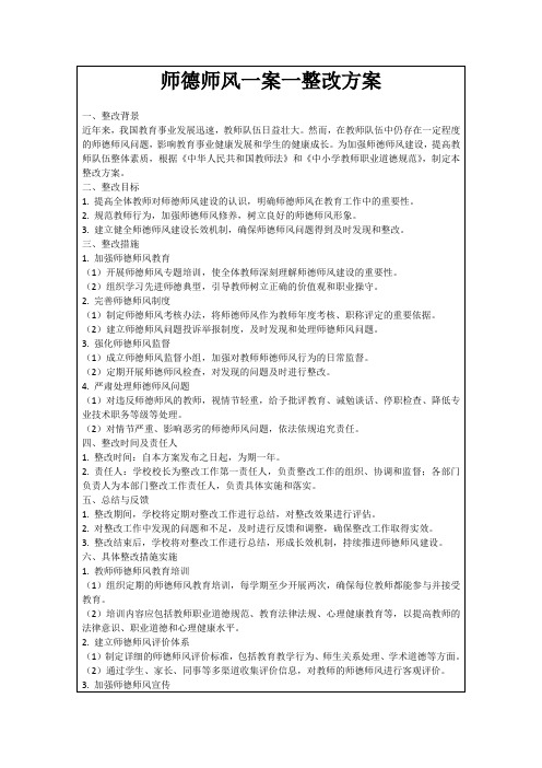 师德师风一案一整改方案