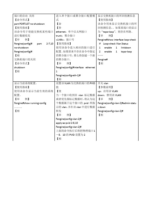 烽火交换机 中兴交换机简单命令090908