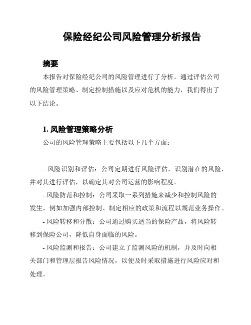 保险经纪公司风险管理分析报告