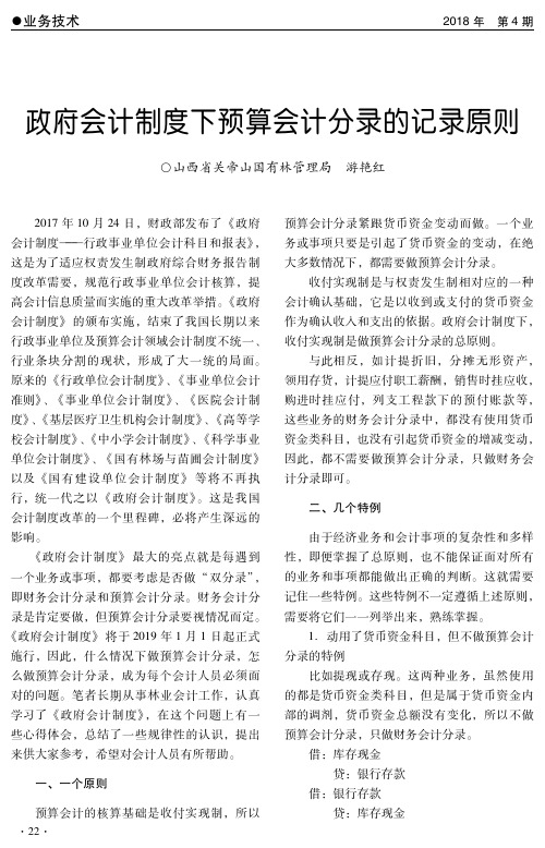 政府会计制度下预算会计分录的记录原则