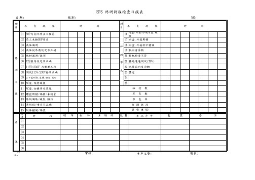 SPS终测制程检查日报表