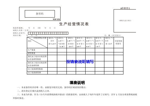 生产经营情况表(小汽车)(样表)