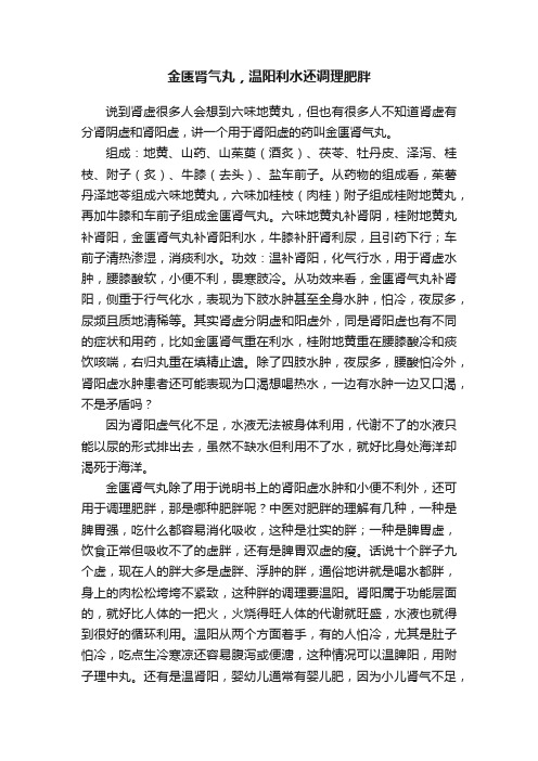 金匮肾气丸，温阳利水还调理肥胖