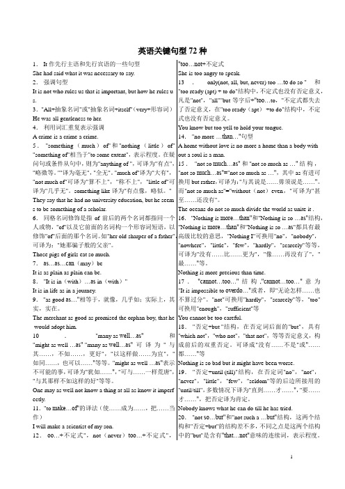 英语关键句型72种