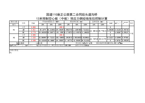 30米预制箱梁、15米空心板预应力钢绞线张拉伸长量计算
