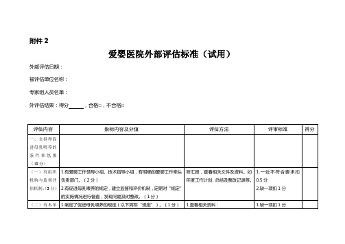 爱婴医院外部评估标准