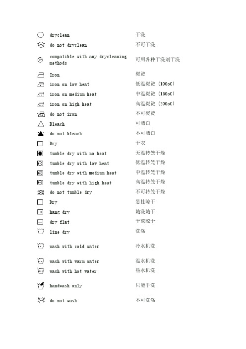 【免费下载】各种常见的水洗标释义