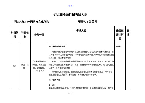 中国矿业大学010：外文上报修改的考试大纲