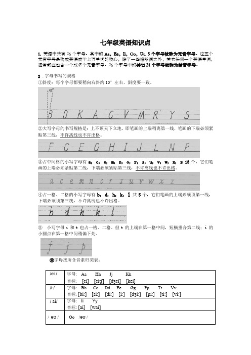 七年级上册英语预备篇知识点