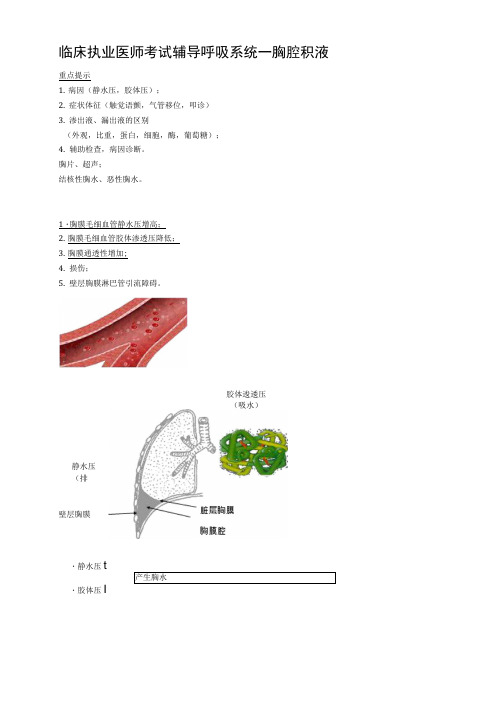 临床执业医师考试辅导呼吸系统--胸腔积液.docx