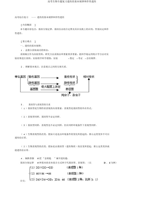 高考生物专题复习遗传的基本规律和伴性遗传