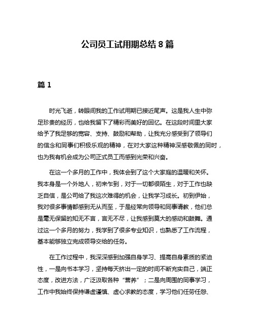 公司员工试用期总结8篇