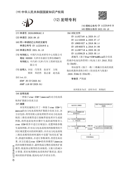 一种基于star CCM+与Amesim的动力电池系统热扩散联合仿真方法[发明专利]