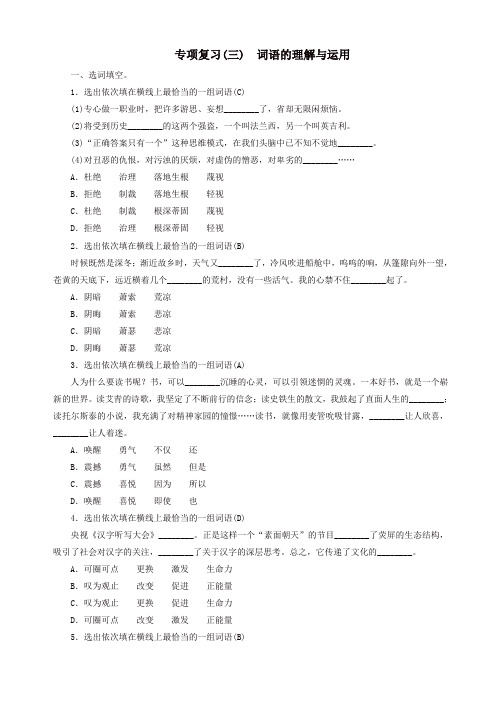 2019年部编版九年级语文上册期末专项复习三_词语的理解与运用