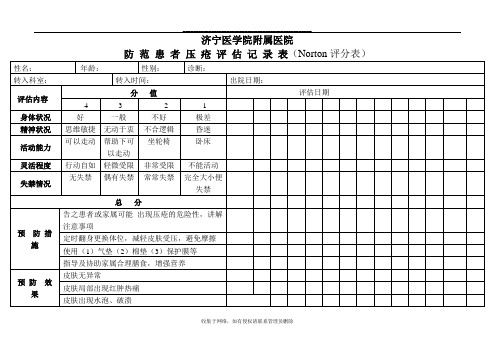 最新NORTON评分表