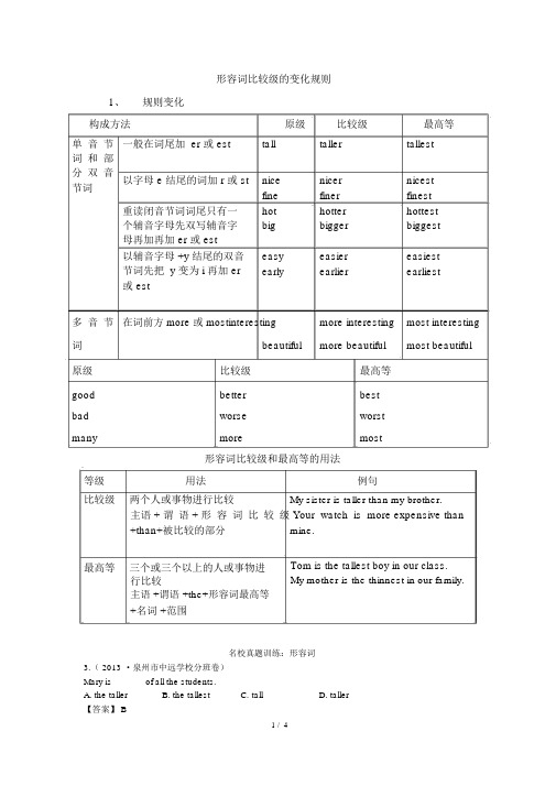 完整版六年级形容词专题练习