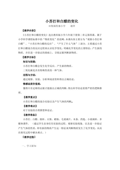 小苏打和白醋的变化教案