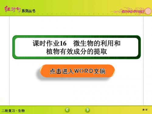 2019年高考红对勾高中生物二轮复习资料课时作业16