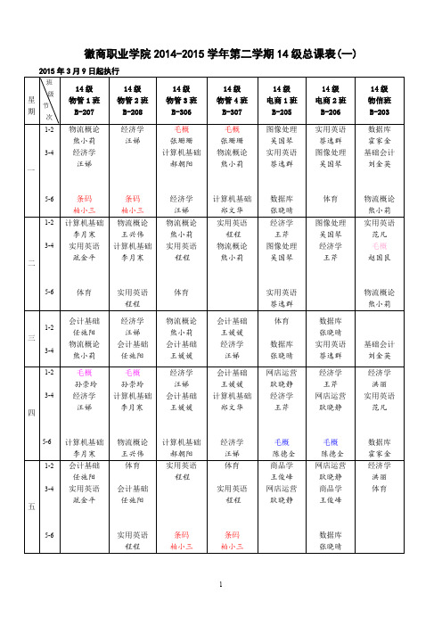 2015年春14级课表