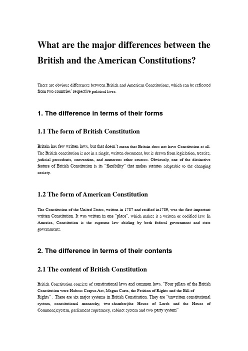 the diffefence between British and American Bill of Rights 英美异同点