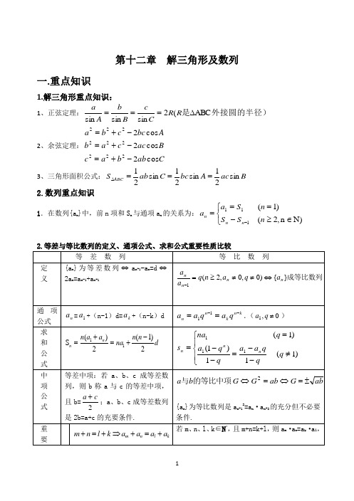 知识梳理4 解三角形及数列