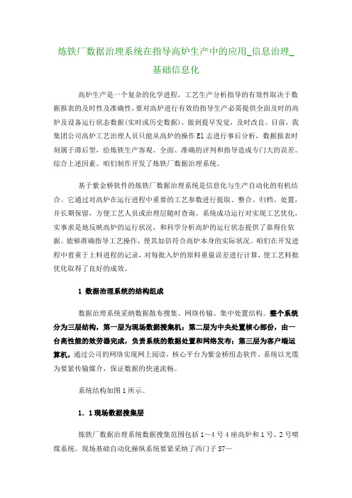 炼铁厂数据治理系统在指导高炉生产中的应用_信息治理_