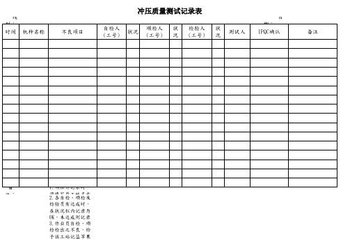 冲压质量测试记录表