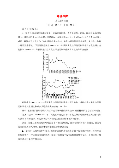 【必备精品】2019版高考地理一轮复习 环境保护单元综合检测 鲁教版选修6