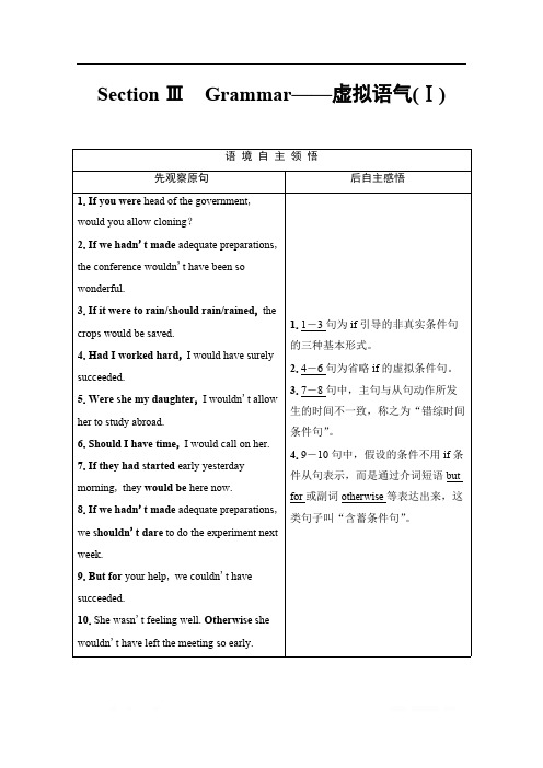 2019-2020同步外研英语选修六新突破讲义:Module 5 Section Ⅲ Grammar——虚拟语气(Ⅰ)