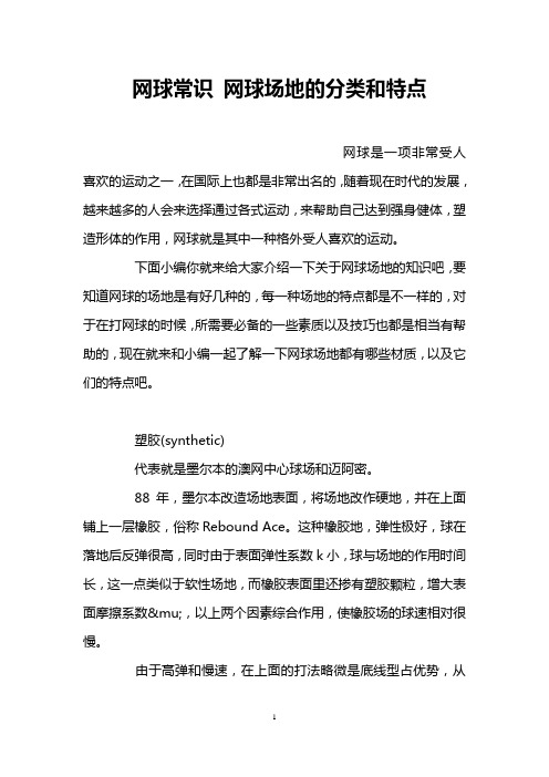 网球常识 网球场地的分类和特点