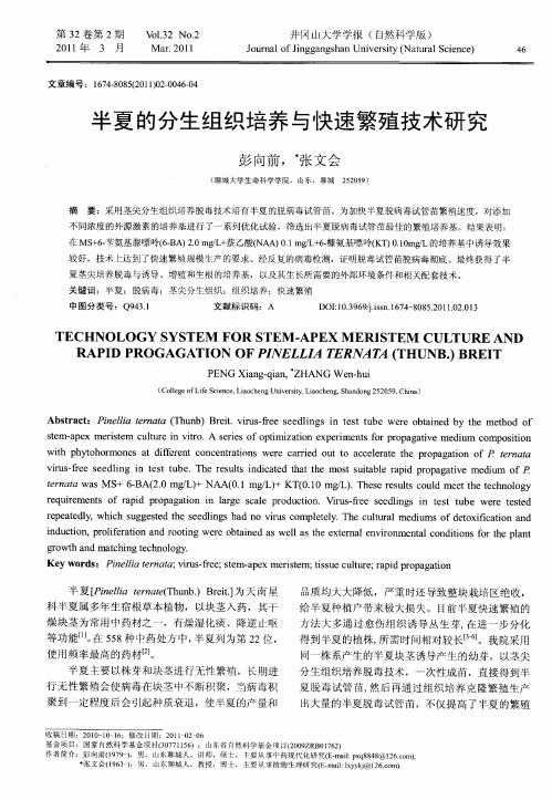 半夏的分生组织培养与快速繁殖技术研究