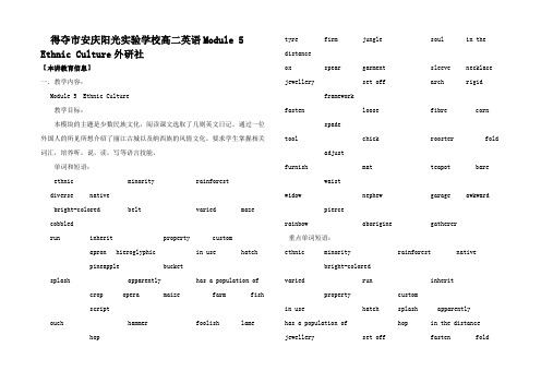 高二英语Module 5Ethnic Culture社