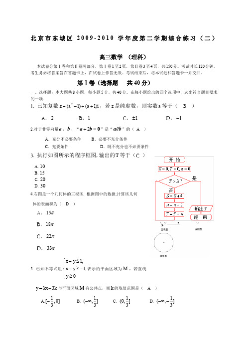 东城区高三二模数学理及答案