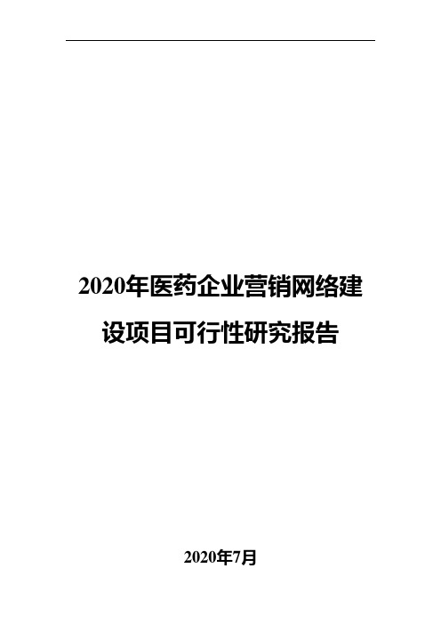 2020年医药企业营销网络建设项目可行性研究报告