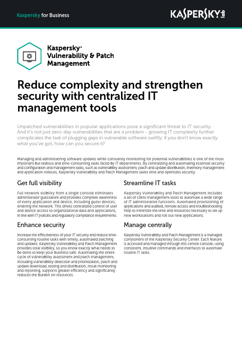 Kaspersky Vulnerability and Patch Management说明书