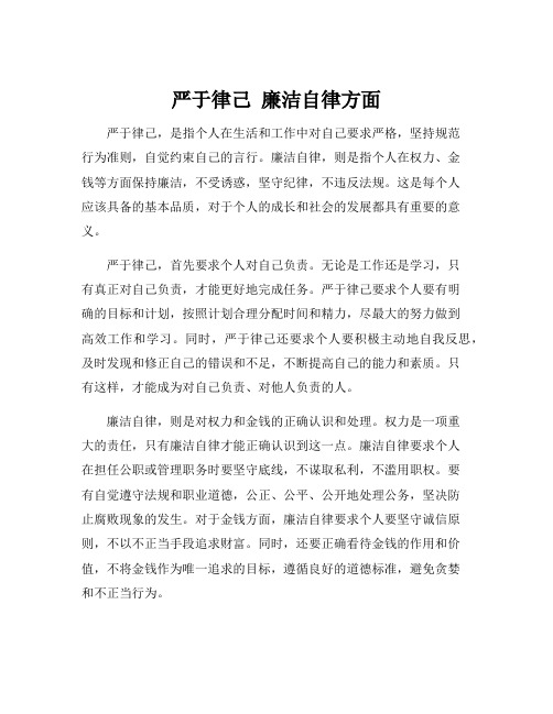 严于律己 廉洁自律方面