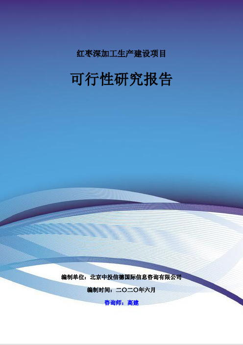 红枣深加工生产建设项目可行性研究报告