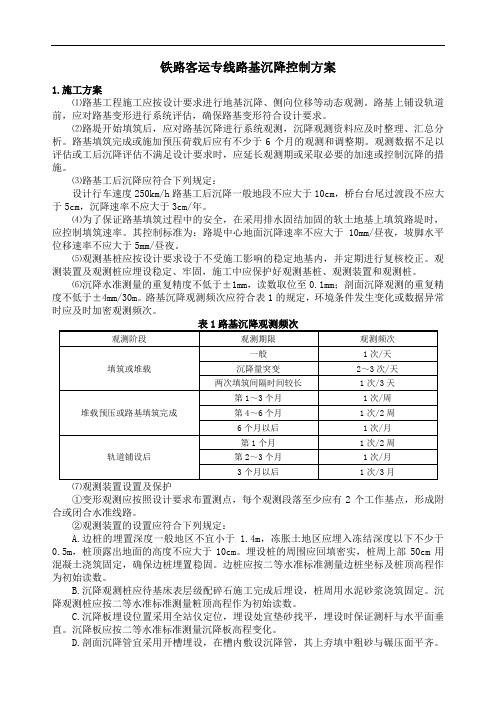 铁路客运专线路基沉降控制方案