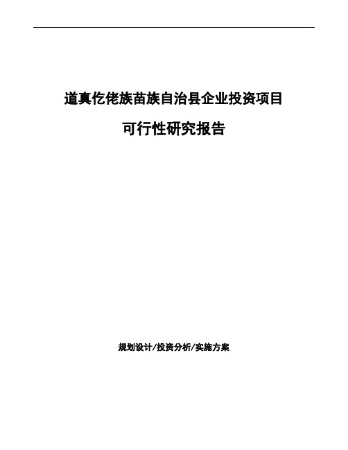 道真仡佬族苗族自治县可行性研究报告编写参考